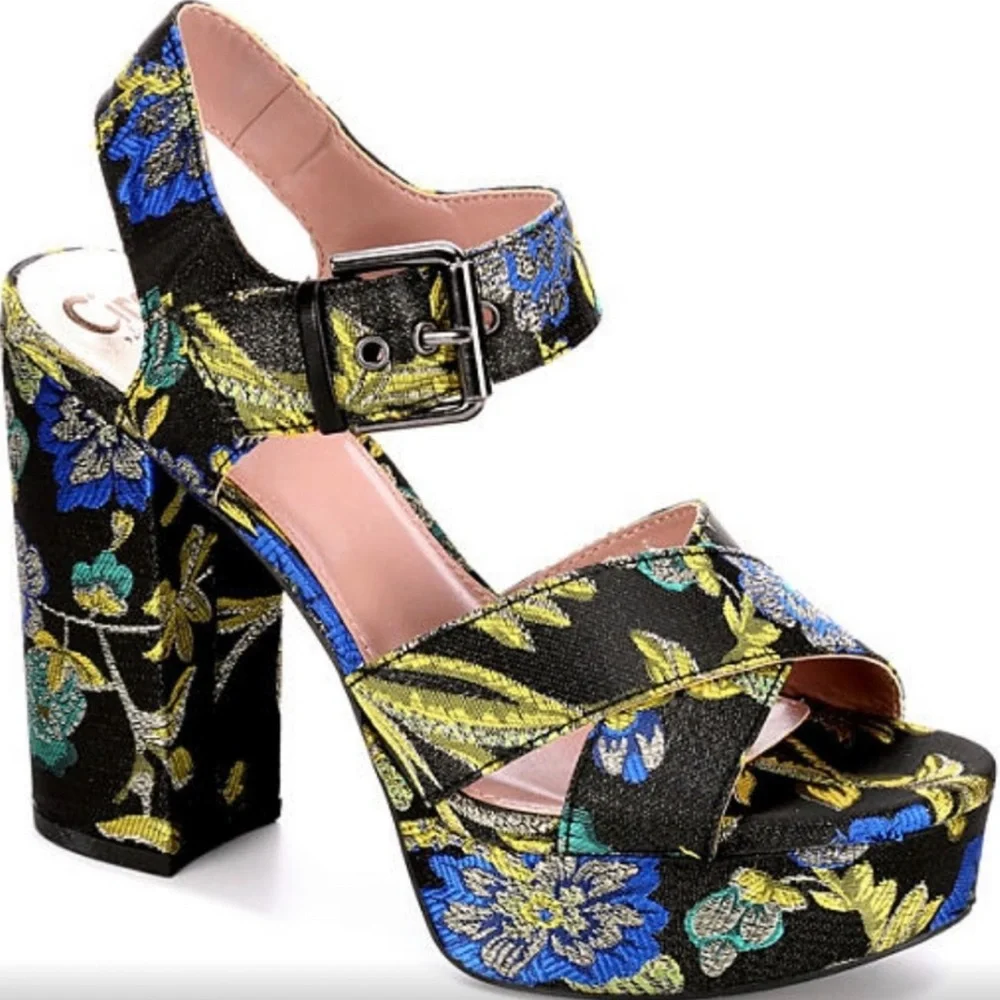 Circus by Sam Edelman Black Floral Platform Sandals